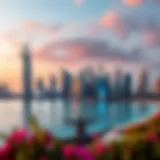 Stunning skyline view of Park Island in Dubai Marina