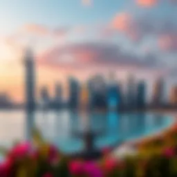 Stunning skyline view of Park Island in Dubai Marina