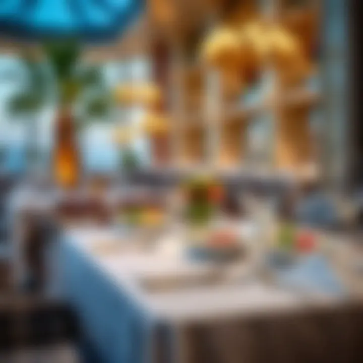 Exquisite dining setup at Portofino Hotel Dubai featuring gourmet dishes and ambiance