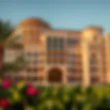 Stunning exterior view of Portofino Hotel Dubai showcasing its unique architectural design