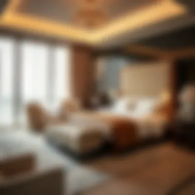 Luxurious guest room interior at Portofino Hotel Dubai highlighting comfort and elegance