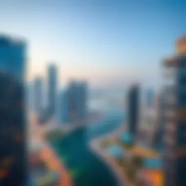 Panoramic view of the Business Bay skyline from Scala Tower