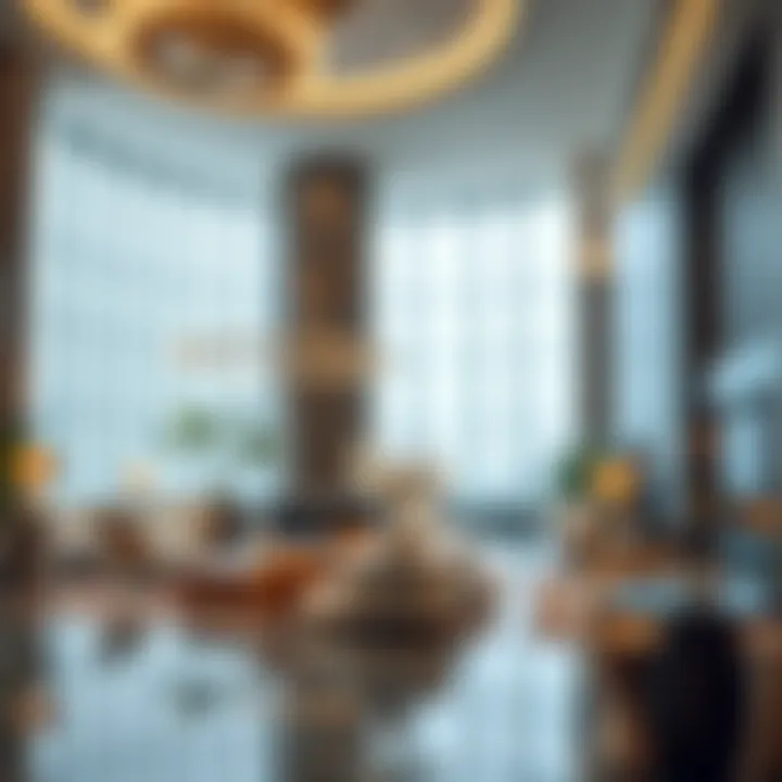 Luxurious lobby area of Scala Tower with contemporary design elements