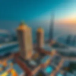 Aerial view of Sky View Dubai highlighting its architectural elegance