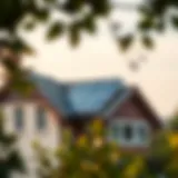 Solar panel system mounted on a residential rooftop