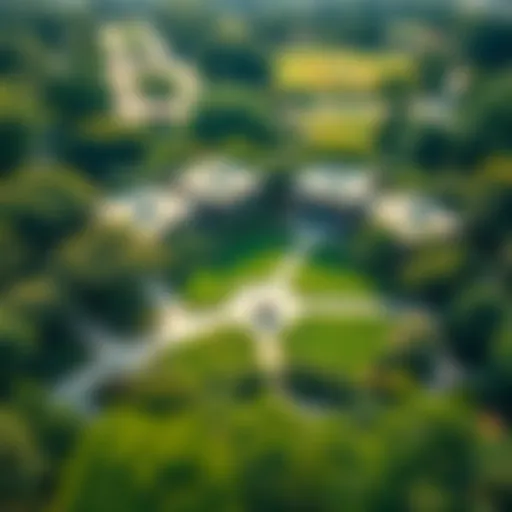 Aerial view of South Ridge Park showcasing its lush greenery and modern architecture
