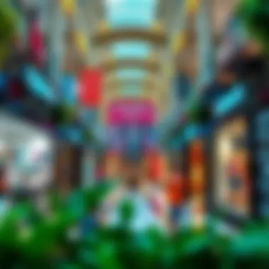 Vibrant Shopping Experience Inside Splash Outlet Mall Interior view of the vibrant shopping area with diverse store displays.