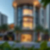 Architectural Elegance of Corner Residences Stunning exterior view of a corner residence in Dubai