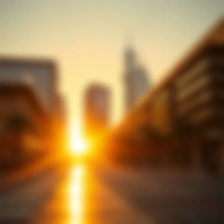 Golden rays illuminating Dubai's architecture
