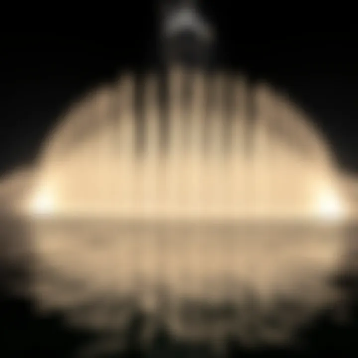 Choreographed water jets performing in harmony with music