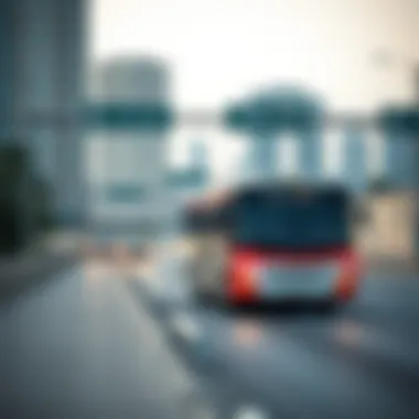 A bus on the highway connecting Abu Dhabi to Dubai