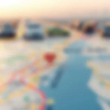 Map of Dubai highlighting taxi routes