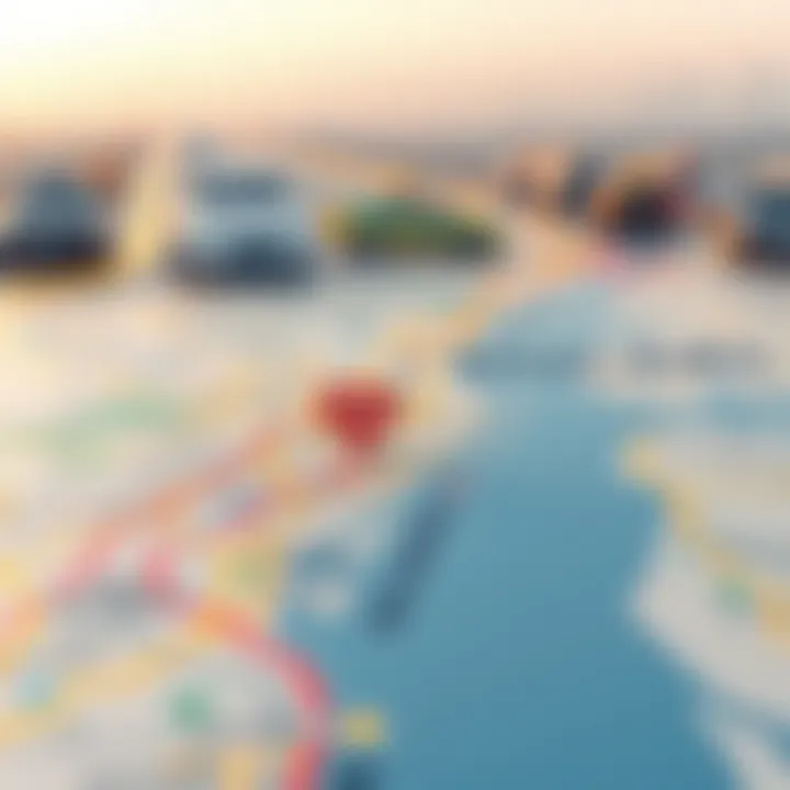 Map of Dubai highlighting taxi routes