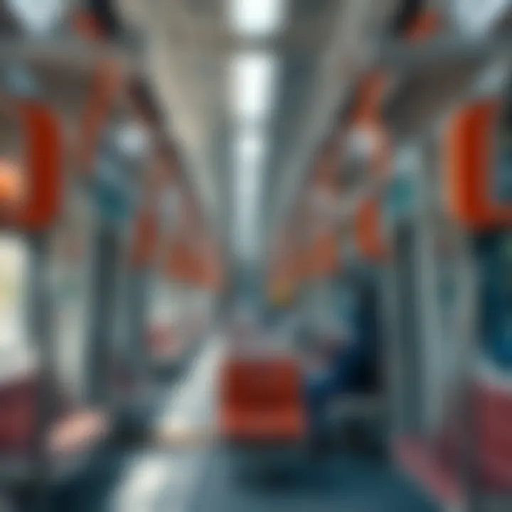 Interior view of Dubai Metro showcasing passenger amenities