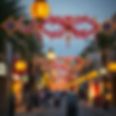 Vibrant street decorations celebrating Ramadan