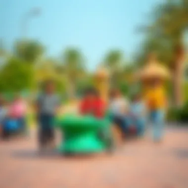 Families enjoying leisure activities in Rashidiya Park, highlighting its community atmosphere.