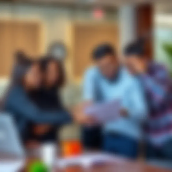 Office setting with diverse individuals collaborating on a project