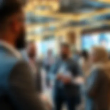 Professional networking event in Dubai with individuals discussing career prospects