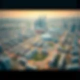 Aerial view of International City showcasing its intricate layout