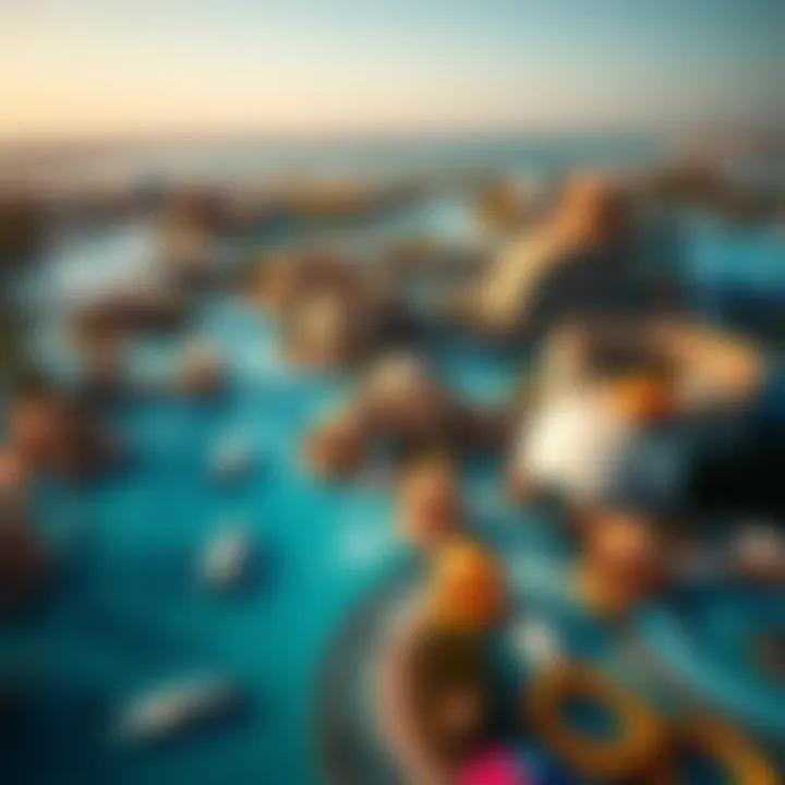 Aerial view showcasing the expansive water attractions at Yas Water World